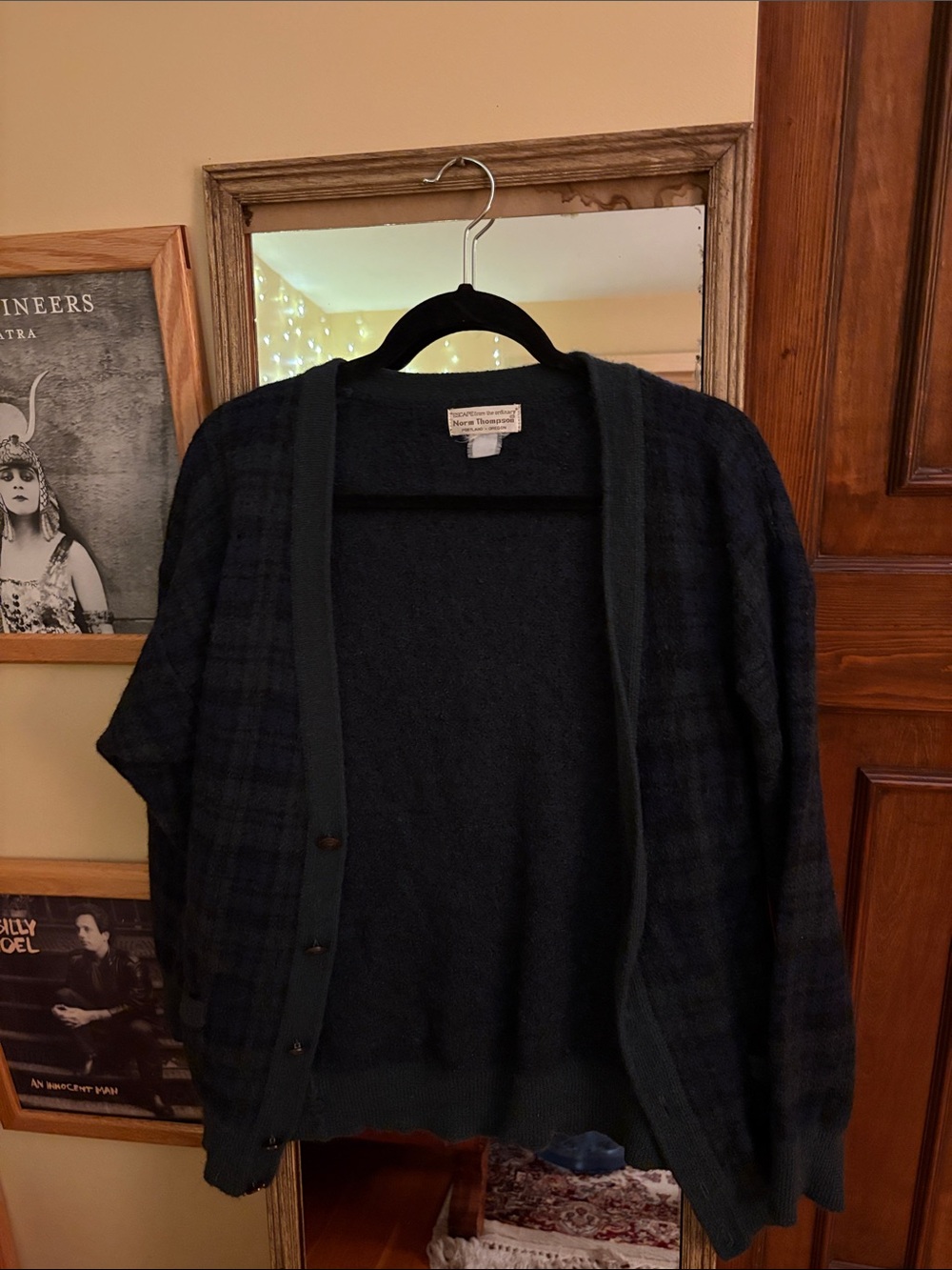 Norm Thompson Dark Navy & Black Plaid Men’s Cardigan